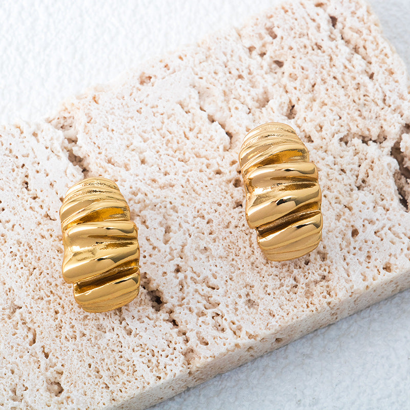 Stainless Steel Fashion Vintage Pleated Irregular Earrings asonjewelry