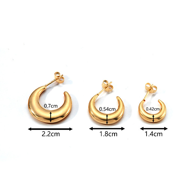 Moon Shaped Stainless Steel Earrings for Women Trendy 18K Gold Plated Earrings asonjewelry