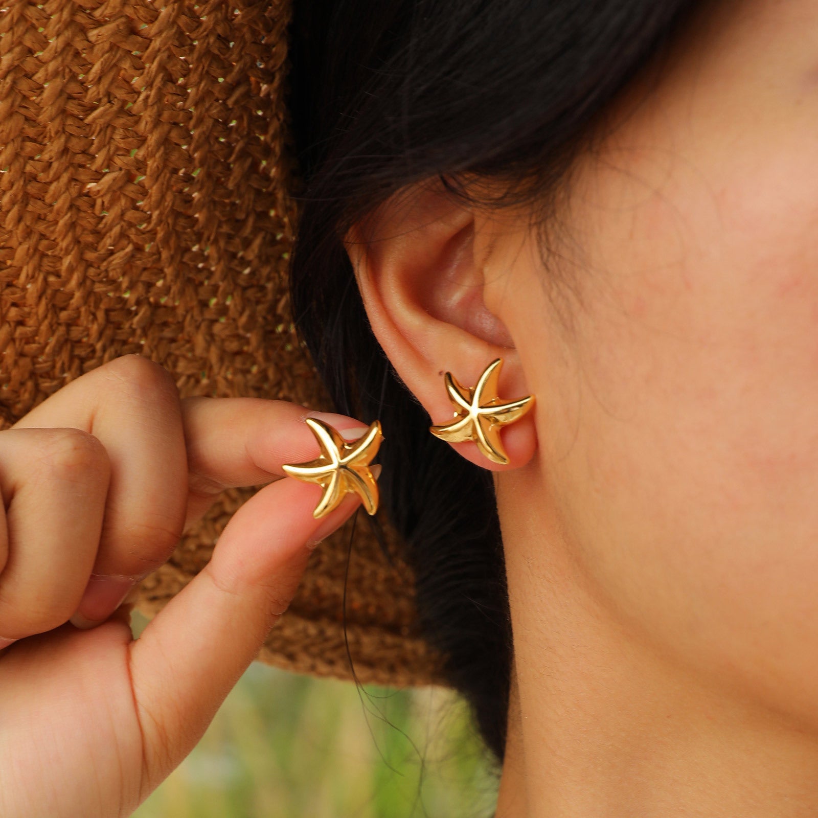 Stainless steel starfish earrings 18K gold color fashion personality earrings asonjewelry