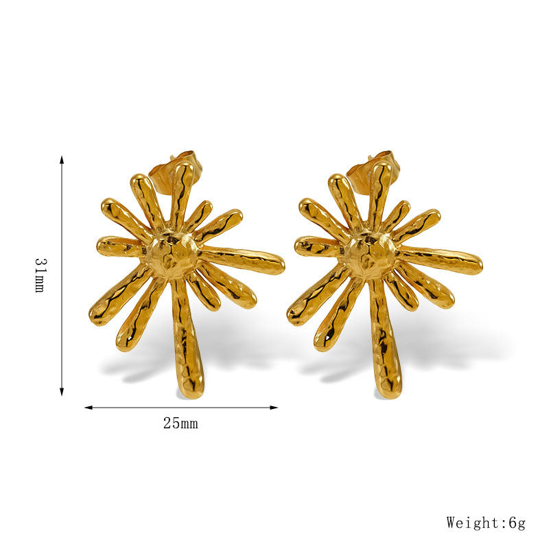 Trendy jewelry 18k gold stainless steel radiating earrings temperament fashion earrings asonjewelry