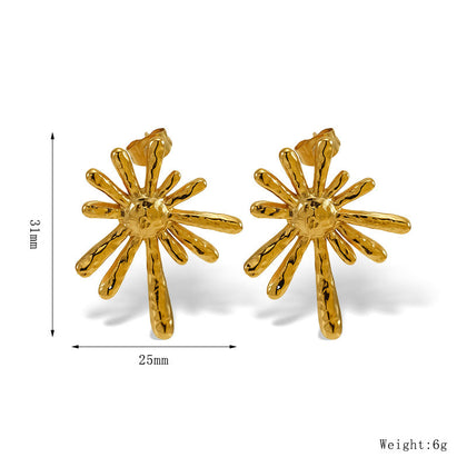 Trendy jewelry 18k gold stainless steel radiating earrings temperament fashion earrings