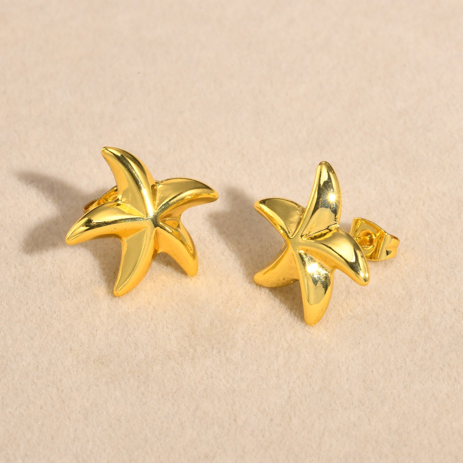 Stainless steel starfish earrings 18K gold color fashion personality earrings asonjewelry