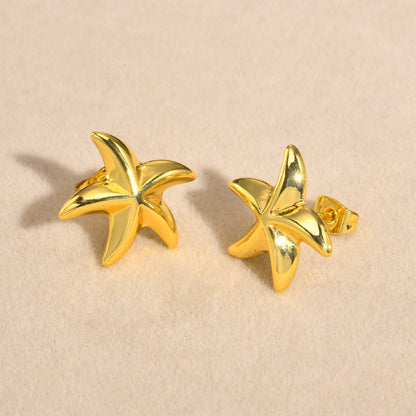 Stainless steel starfish earrings 18K gold color fashion personality earrings asonjewelry