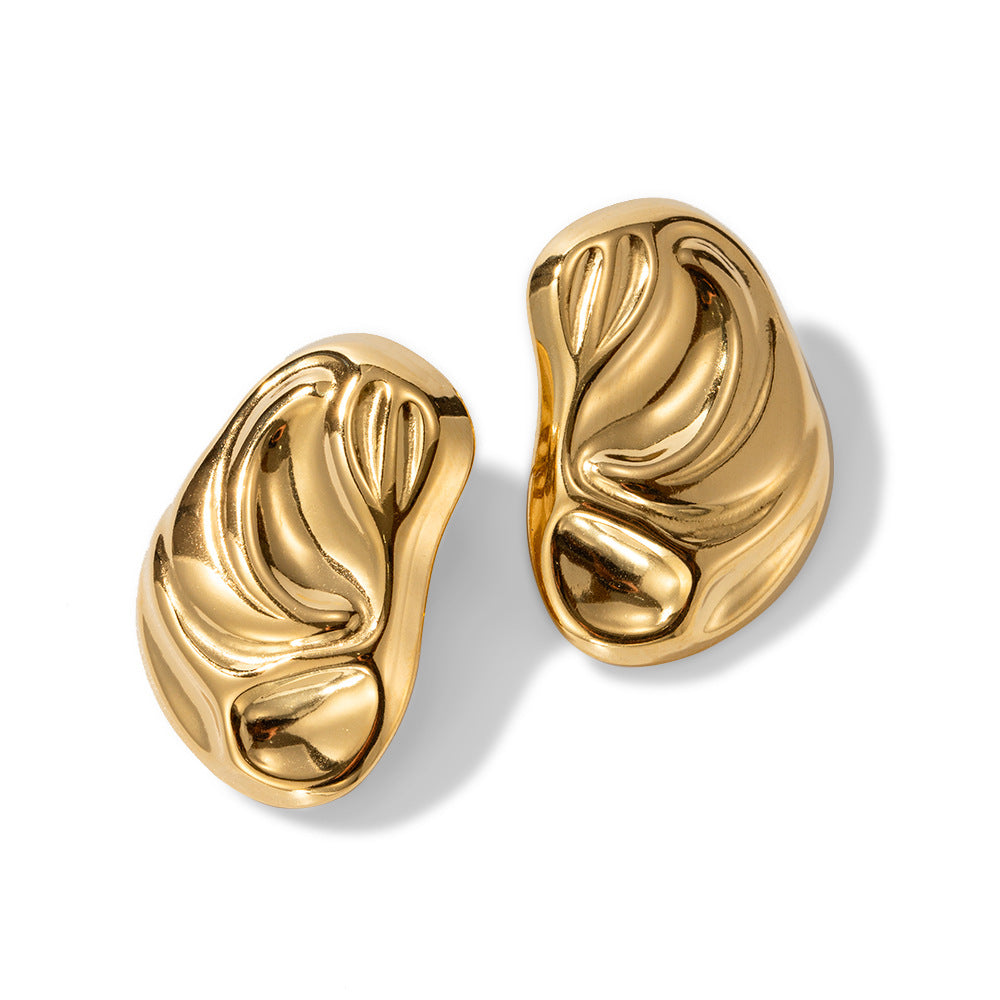 18k gold geometric irregular whacked pattern earrings for women vintage metal style fashion earrings asonjewelry