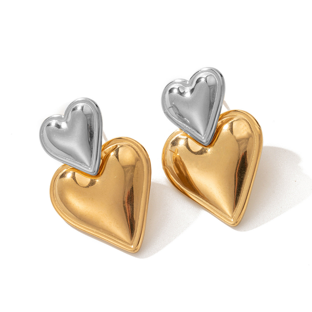 Peach heart earrings female hundred color collision love earrings asonjewelry