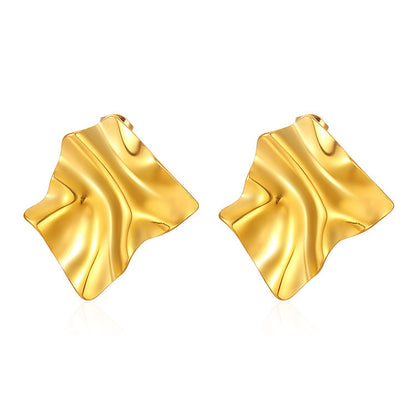 Vintage stainless steel earrings 18K gold-plated niche design earrings versatile personality irregular earrings asonjewelry