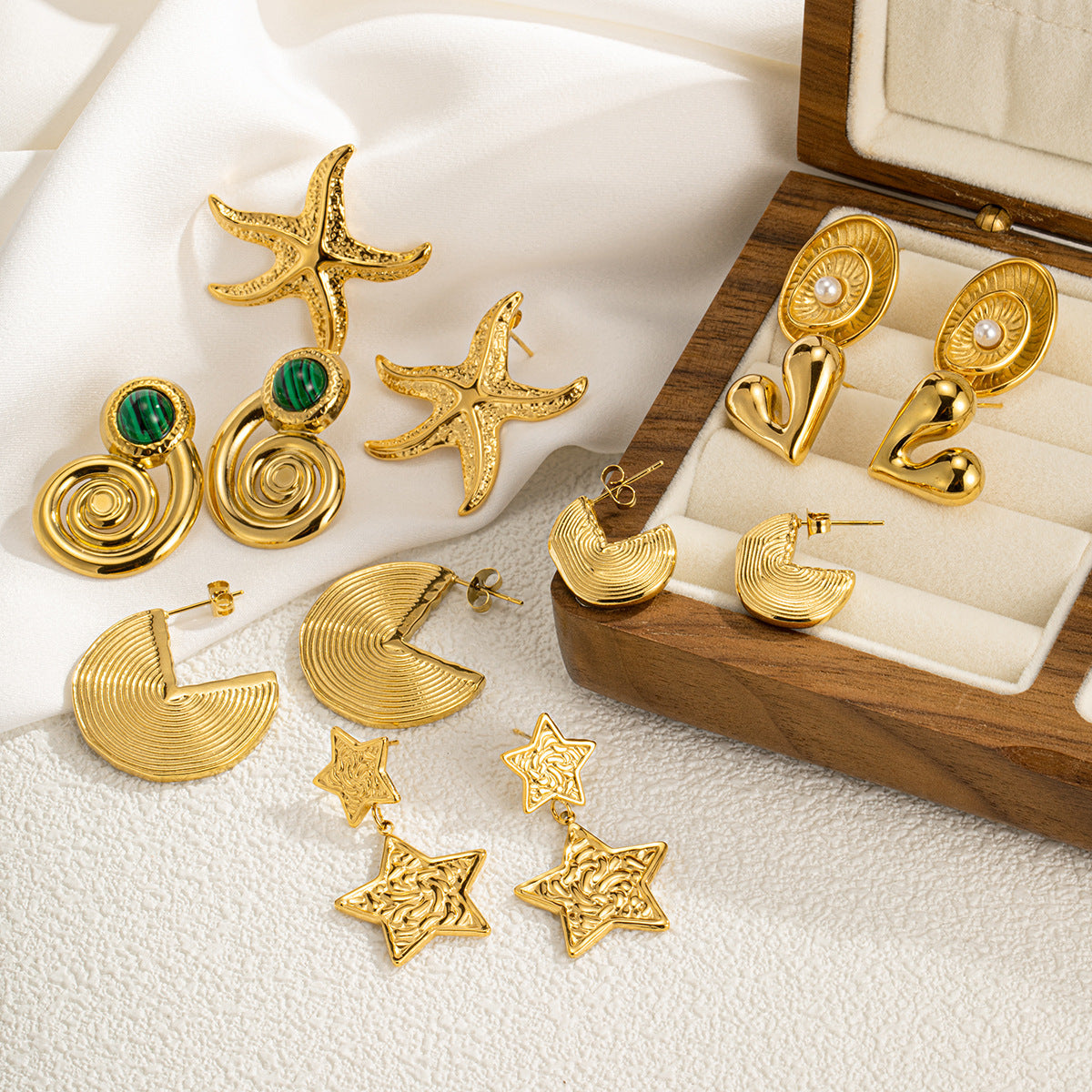 Women's Trendy Light Luxury Style 18K Earrings Geometric Stainless Steel Hollow Earrings asonjewelry