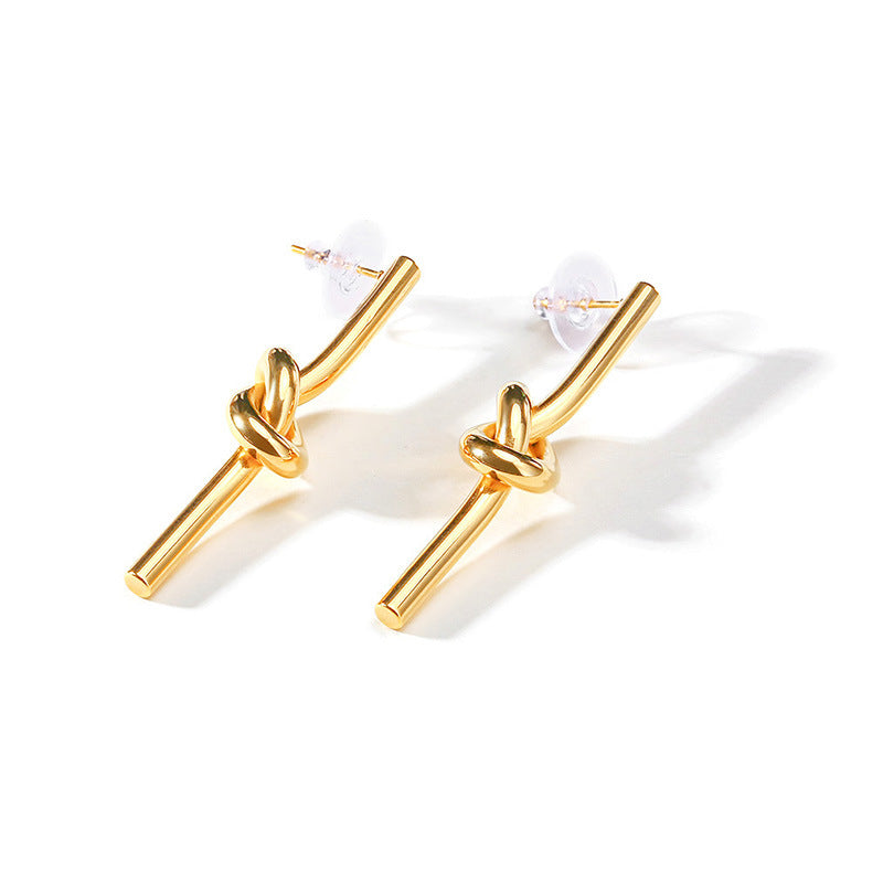 Stainless Steel Knotted Earrings Gold Color Fashion Personalized Earrings asonjewelry