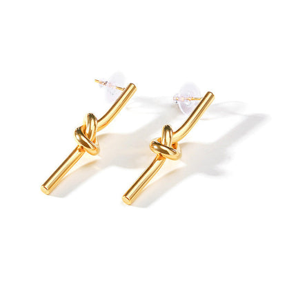 Stainless Steel Knotted Earrings Gold Color Fashion Personalized Earrings asonjewelry