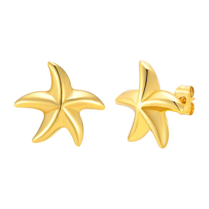 Stainless steel starfish earrings 18K gold color fashion personality earrings asonjewelry