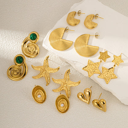 Women's Trendy Light Luxury Style 18K Earrings Geometric Stainless Steel Hollow Earrings asonjewelry