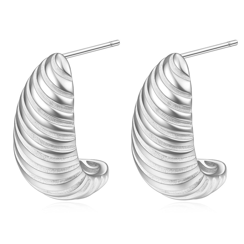 13MM 18K Gold Bread Earrings Irregular Spiral Earrings asonjewelry
