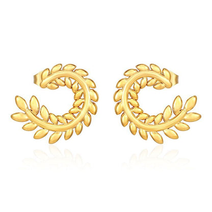 Temperament wheat ears stainless steel 18K gold-plated retro trend earrings niche design earrings asonjewelry