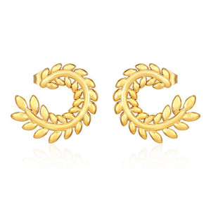 Temperament wheat ears stainless steel 18K gold-plated retro trend earrings niche design earrings