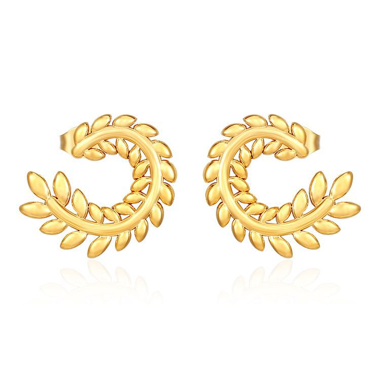 Temperament wheat ears stainless steel 18K gold-plated retro trend earrings niche design earrings