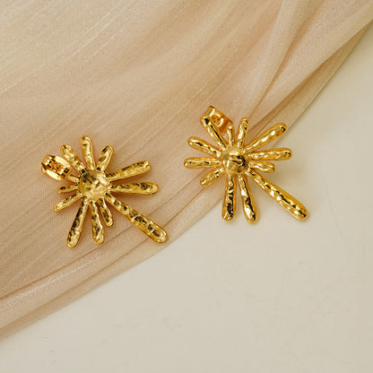 Trendy jewelry 18k gold stainless steel radiating earrings temperament fashion earrings asonjewelry