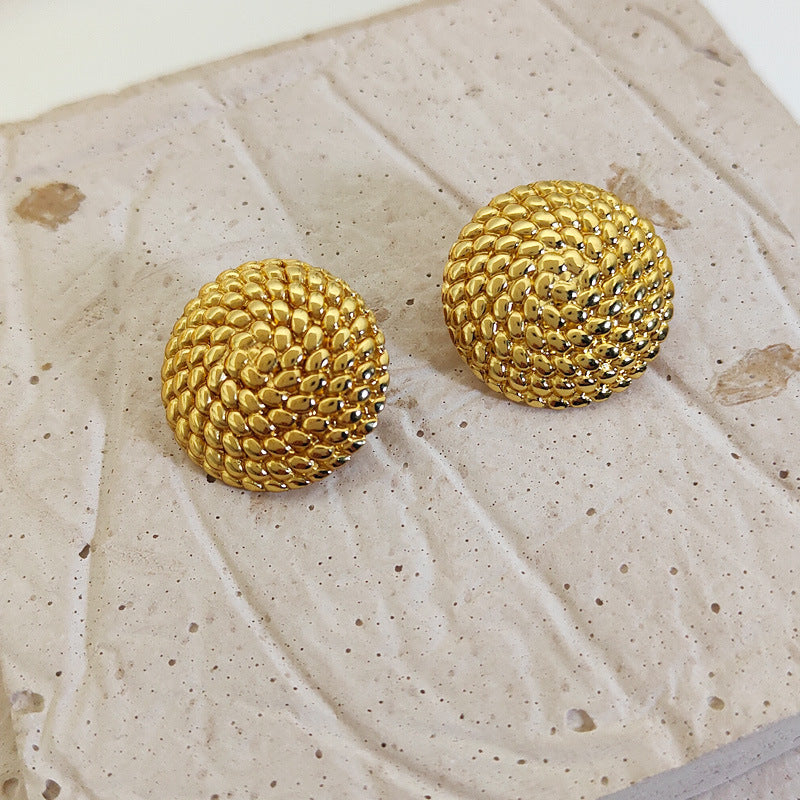 Fashion light luxury niche stainless steel surface uniform bump earrings asonjewelry