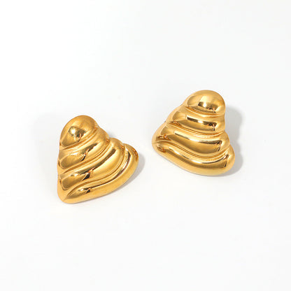 Stainless Steel 18k Gold Plated Heavy Textured Heart Stud Earrings asonjewelry