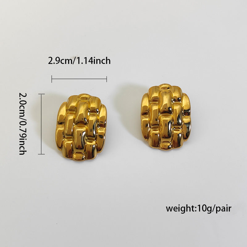 Fashion niche stainless steel surface rectangular protruding earrings asonjewelry