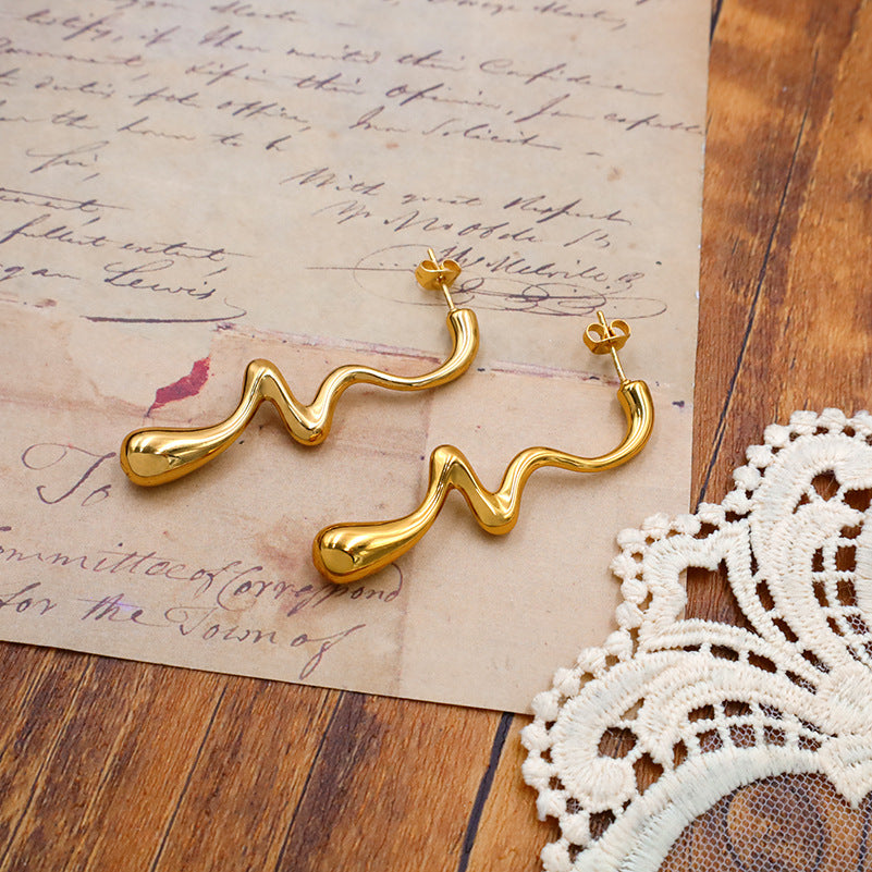 Irregular Geometric Simple Line Earrings Simple Fashion Twisted Trend Hundred Earrings asonjewelry