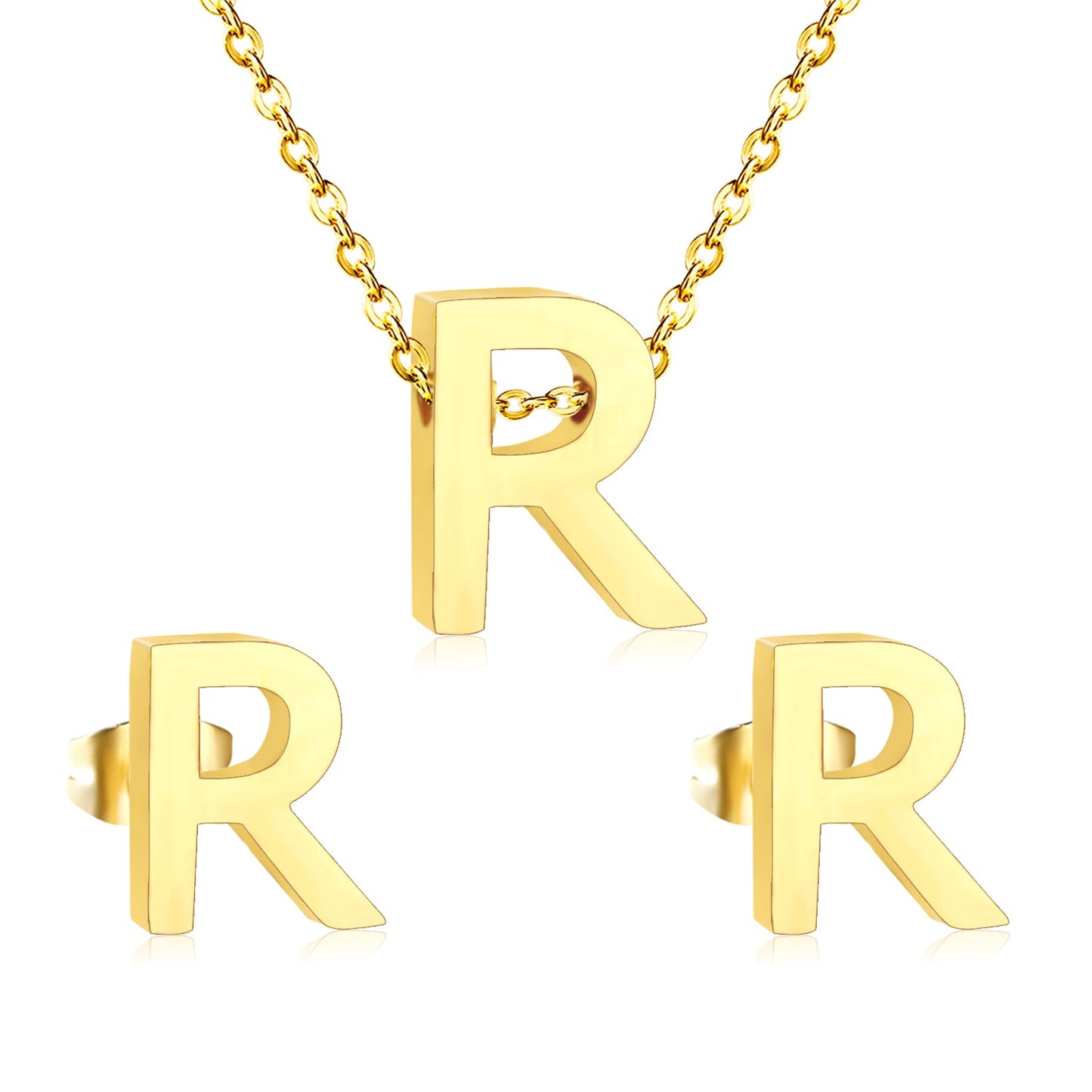 Steel/Gold Cut Letters Set without Diamonds A-Z asonjewelry