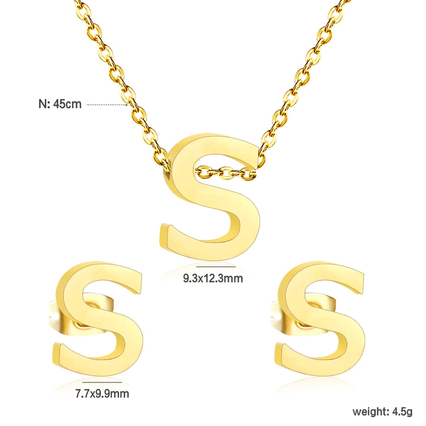 Steel/Gold Cut Letters Set without Diamonds A-Z asonjewelry