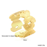 Wholesale Adjustable Ring Set | Butterfly, Starfish, Flower, X Design Gold Stainless Steel Rings | US Size 6-9