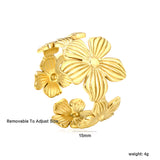 Wholesale Adjustable Ring Set | Butterfly, Starfish, Flower, X Design Gold Stainless Steel Rings | US Size 6-9