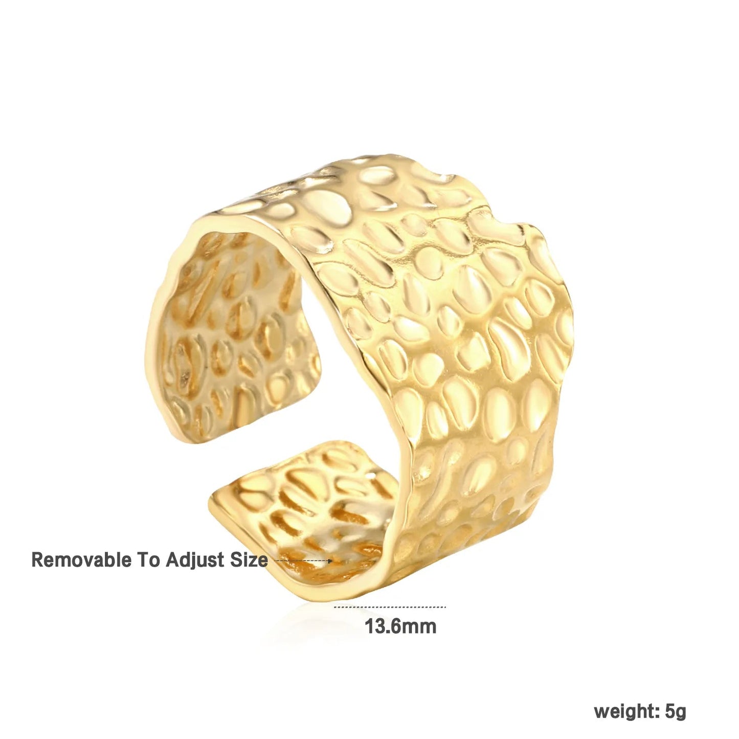 Wholesale Adjustable Ring Set | Butterfly, Starfish, Flower, X Design Gold Stainless Steel Rings | US Size 6-9 Asonjewelry