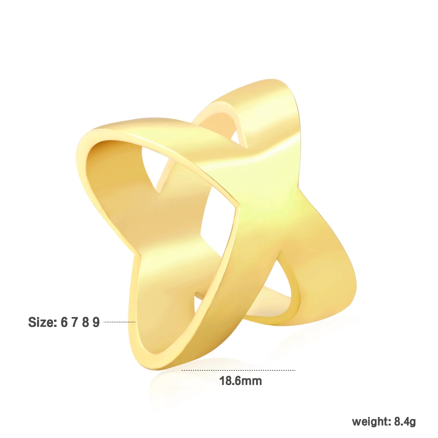 Wholesale Adjustable Ring Set | Butterfly, Starfish, Flower, X Design Gold Stainless Steel Rings | US Size 6-9 Asonjewelry