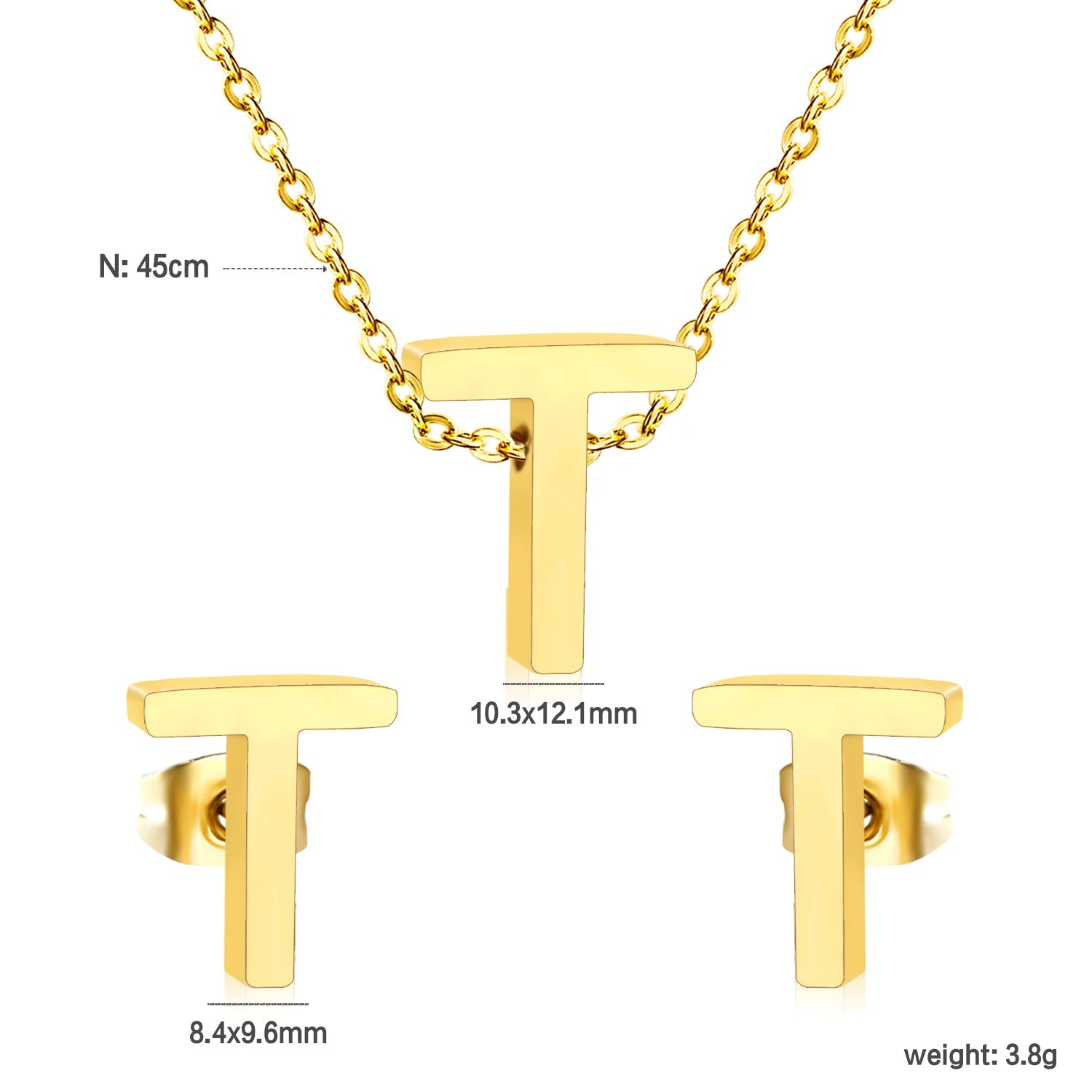 Steel/Gold Cut Letters Set without Diamonds A-Z asonjewelry
