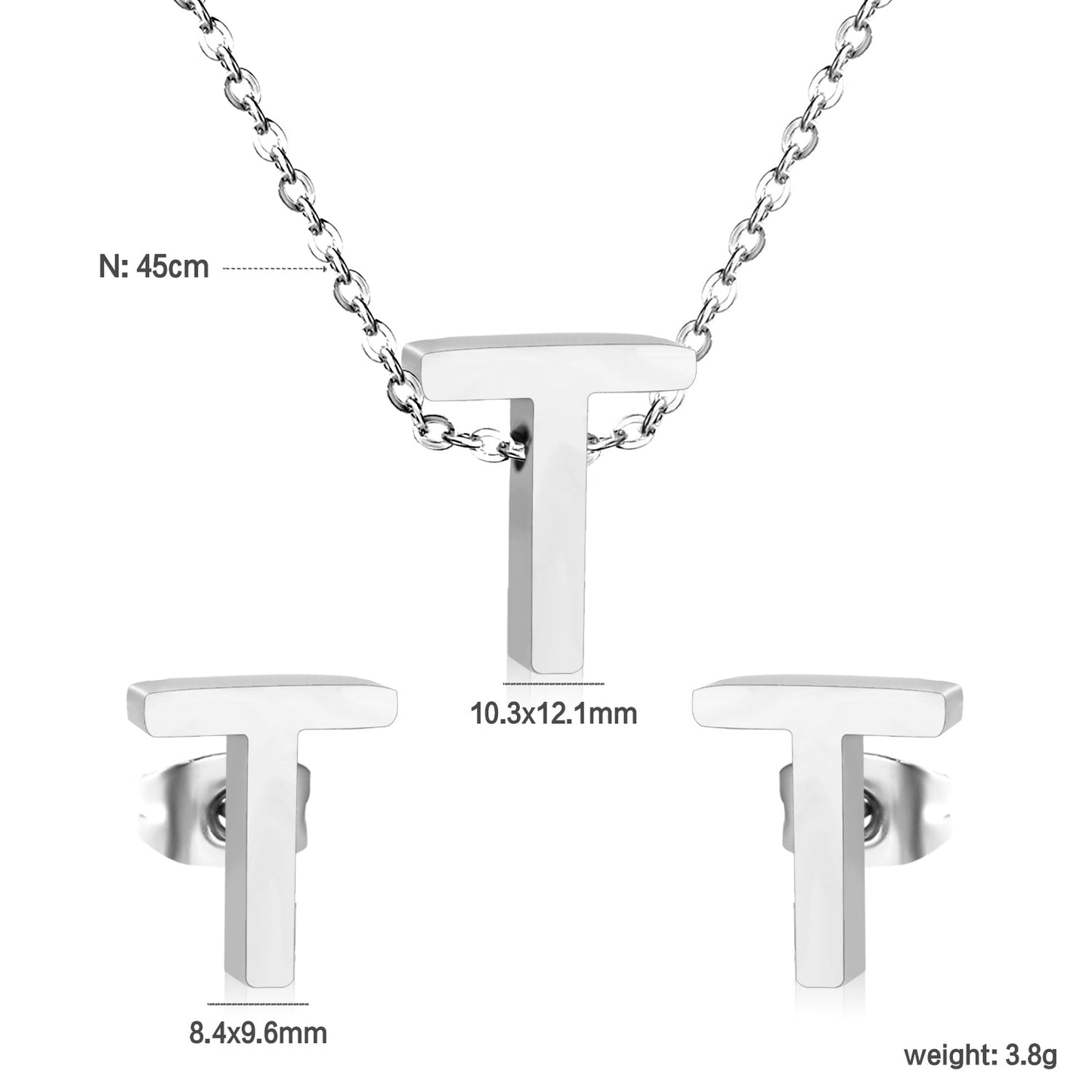 Steel/Gold Cut Letters Set without Diamonds A-Z asonjewelry