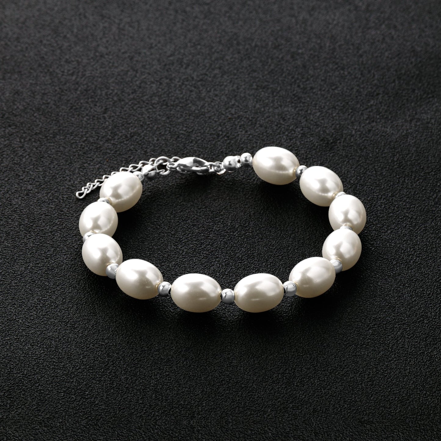 Steel and gold pearl with steel beads bracelet 10*13mm 20+5cm asonjewelry