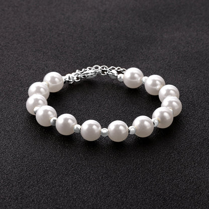 Steel and Gold Pearls with Steel Beads Bracelet 10mm 20+5cm asonjewelry