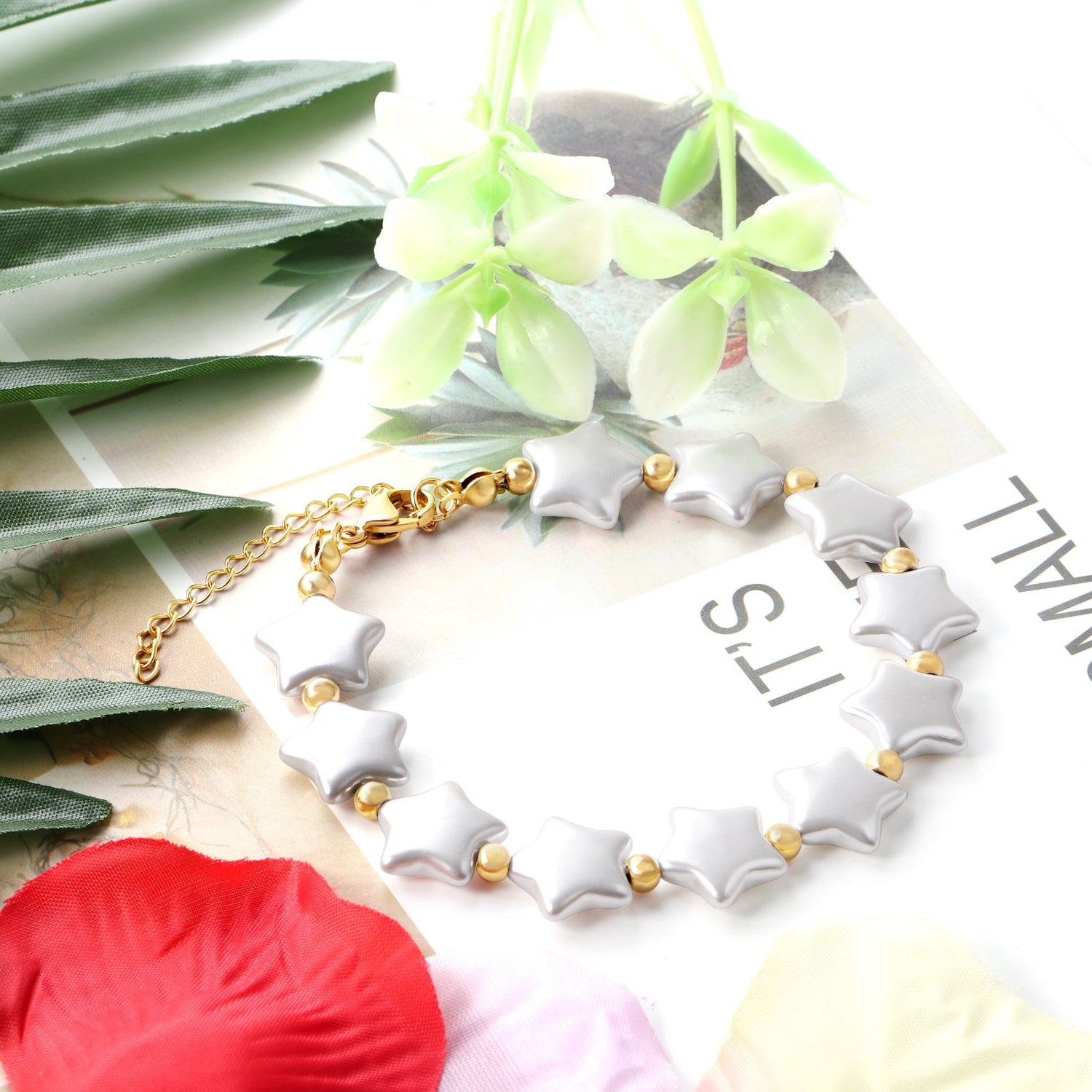 Pearls with steel beads bracelet 20+5cm asonjewelry