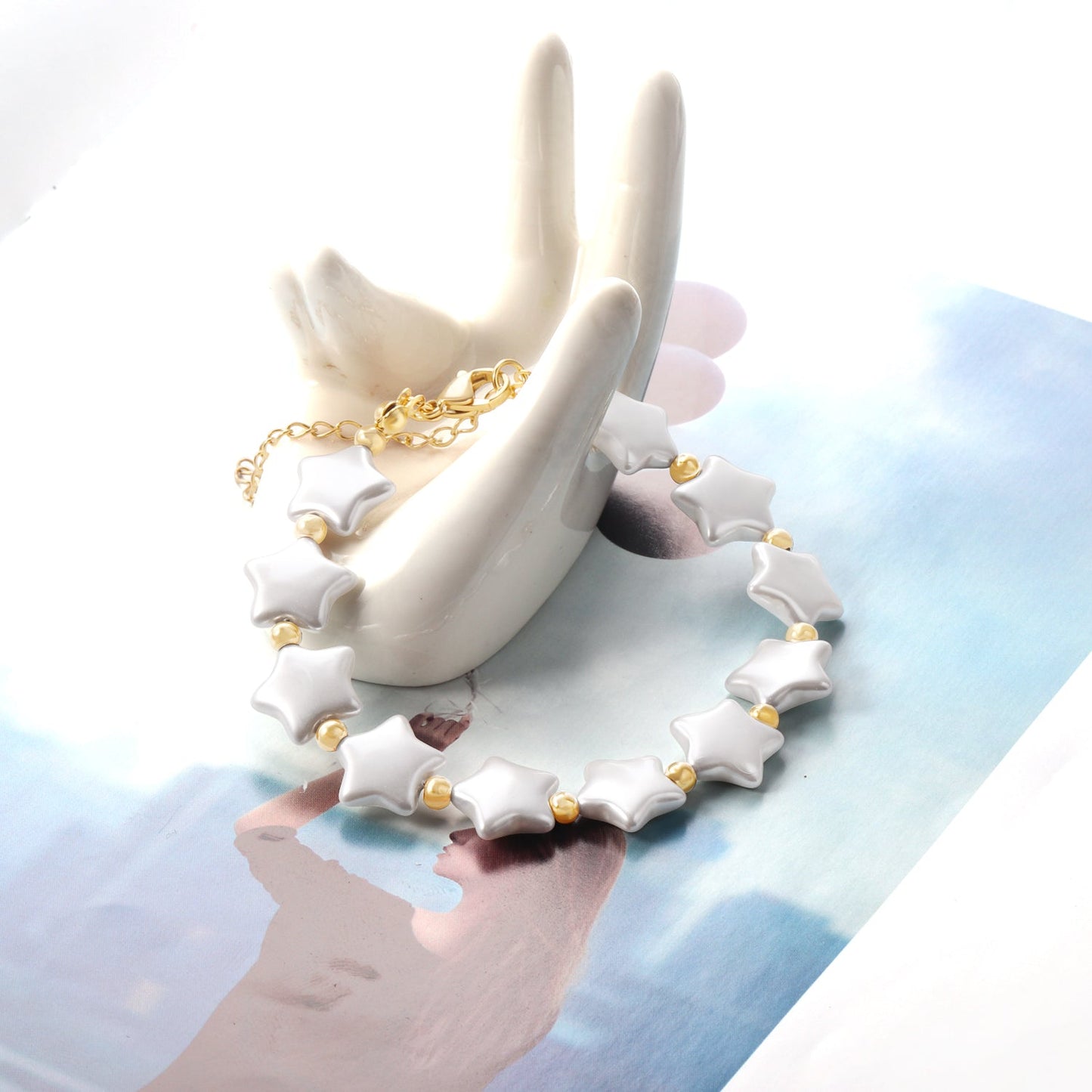 Pearls with steel beads bracelet 20+5cm asonjewelry