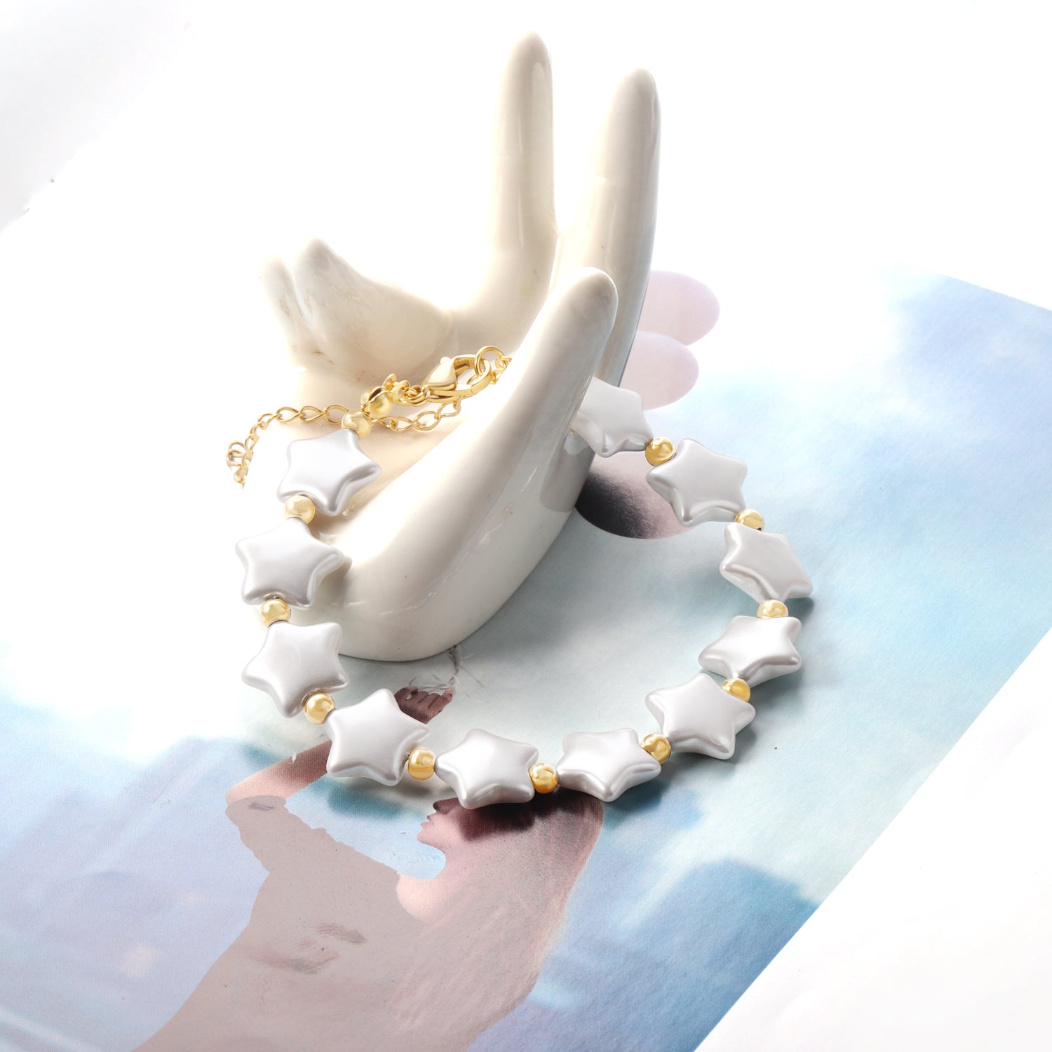 Pearls with steel beads bracelet 20+5cm asonjewelry