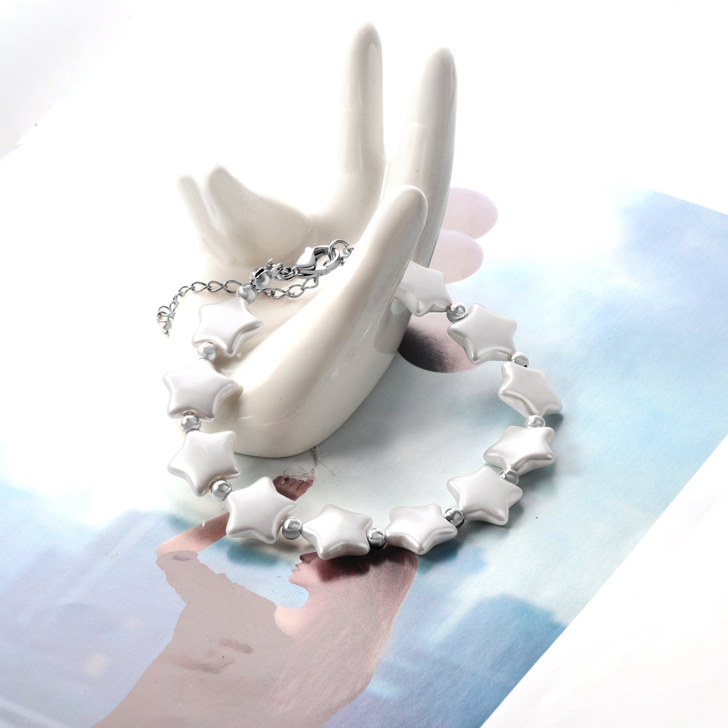 Pearls with steel beads bracelet 20+5cm asonjewelry