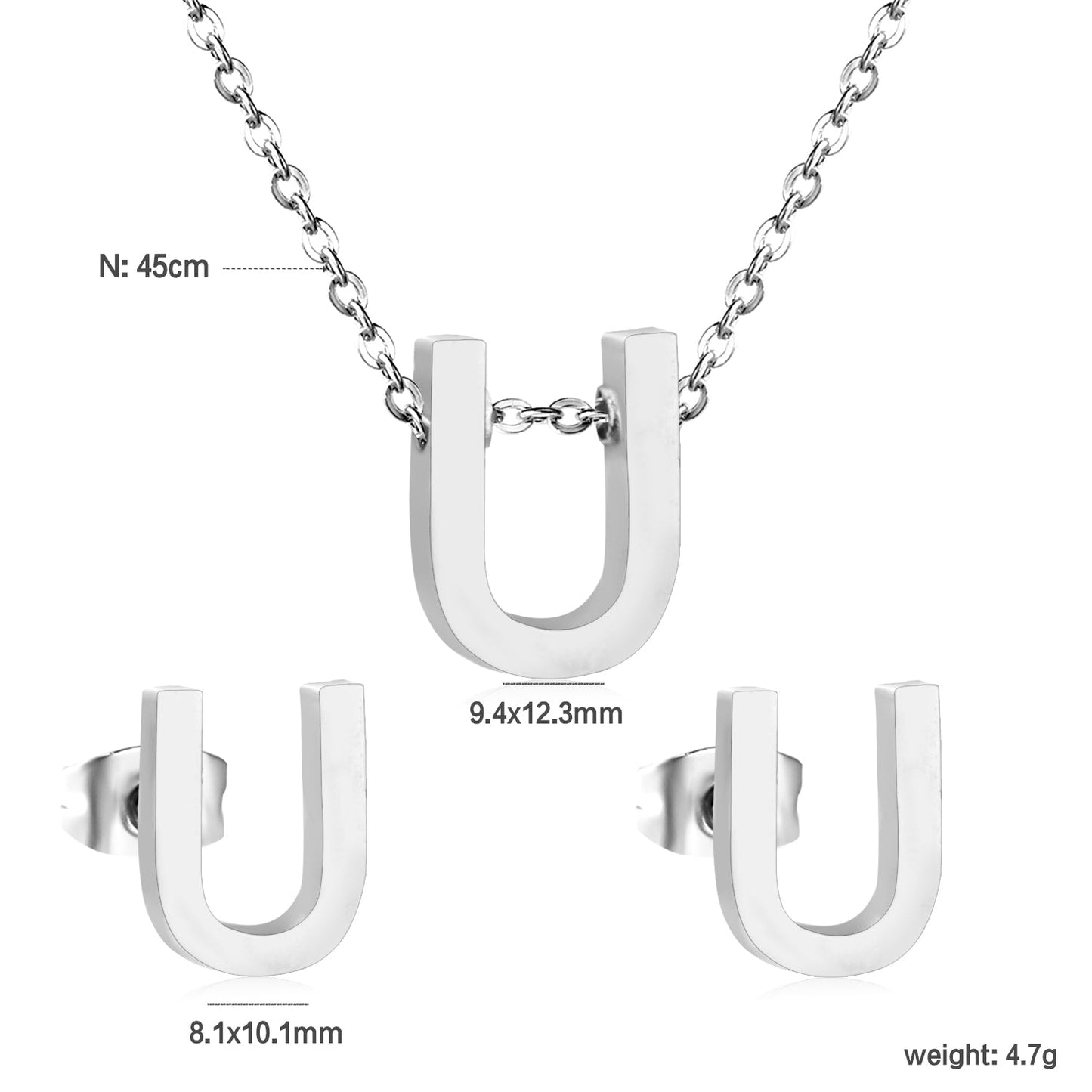 Steel/Gold Cut Letters Set without Diamonds A-Z asonjewelry