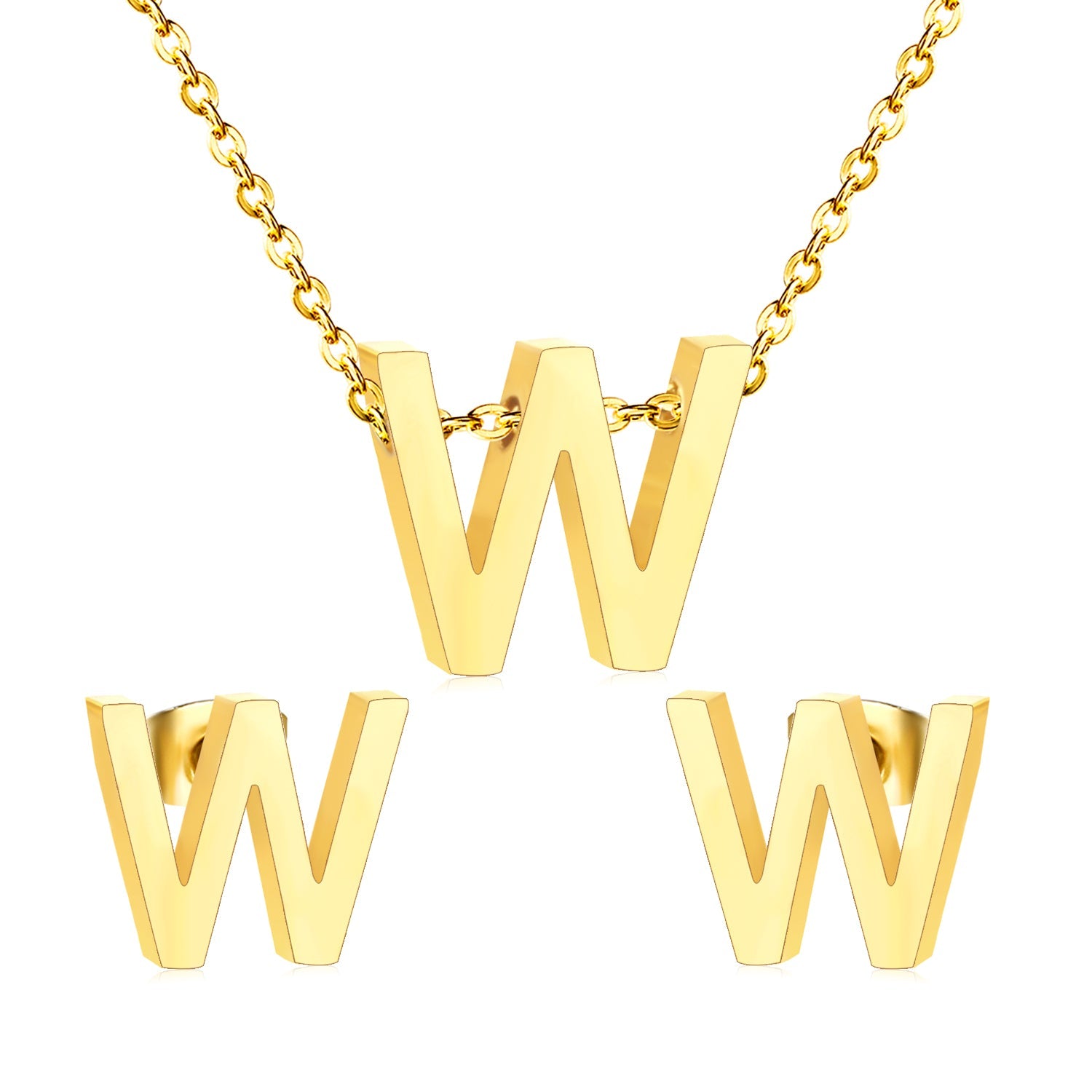 Steel/Gold Cut Letters Set without Diamonds A-Z asonjewelry