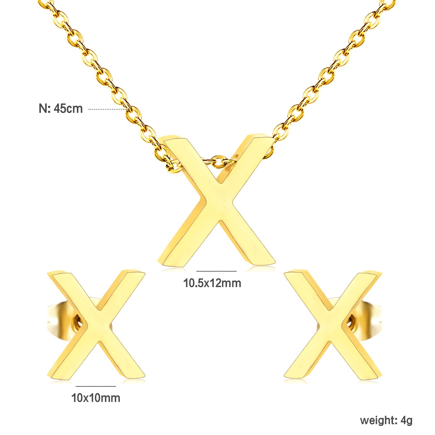 Steel/Gold Cut Letters Set without Diamonds A-Z asonjewelry