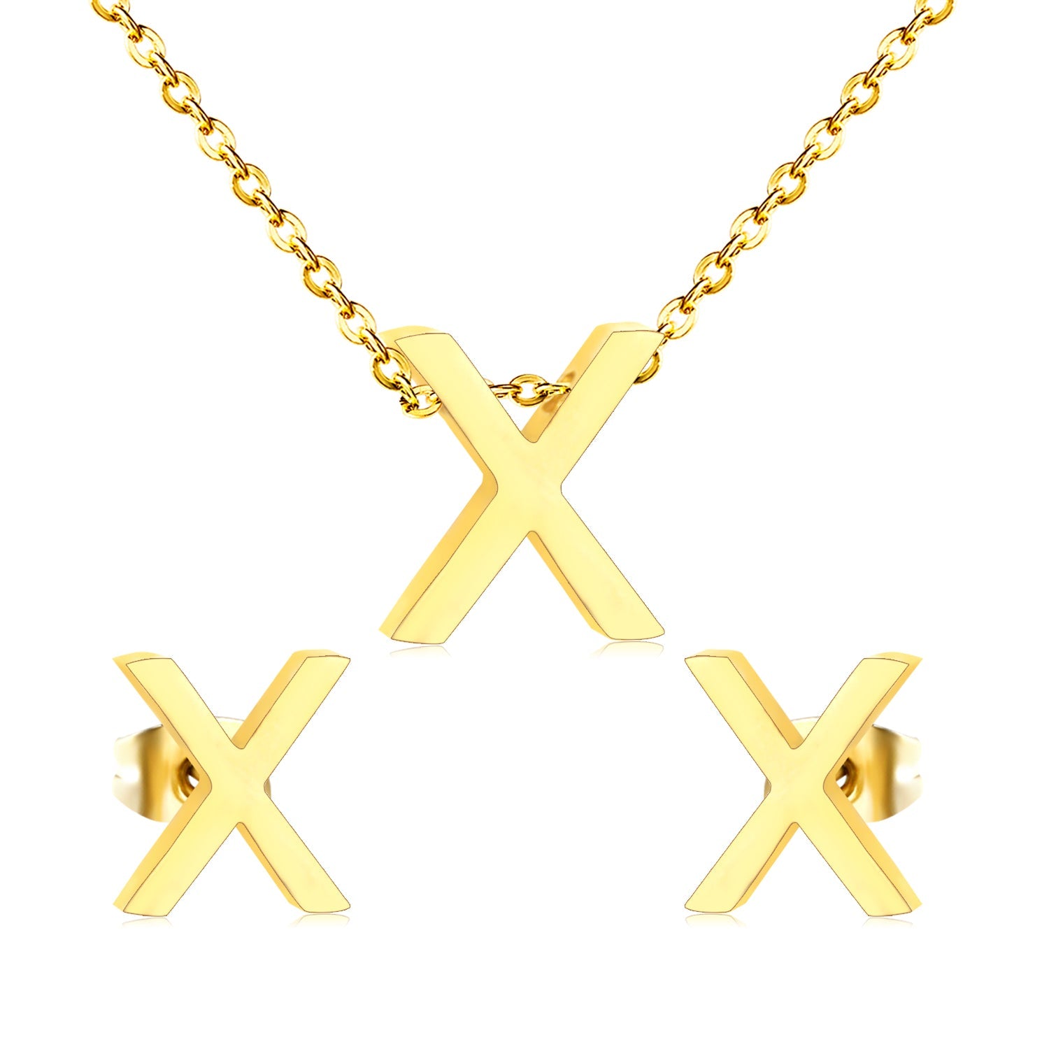 Steel/Gold Cut Letters Set without Diamonds A-Z asonjewelry
