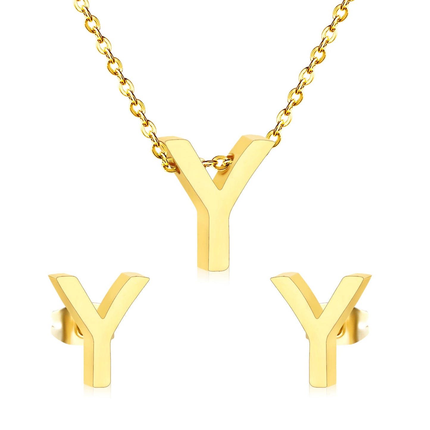Steel/Gold Cut Letters Set without Diamonds A-Z asonjewelry