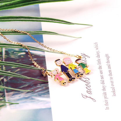 Family of 4 Oil Drop Pendant Necklace asonjewelry