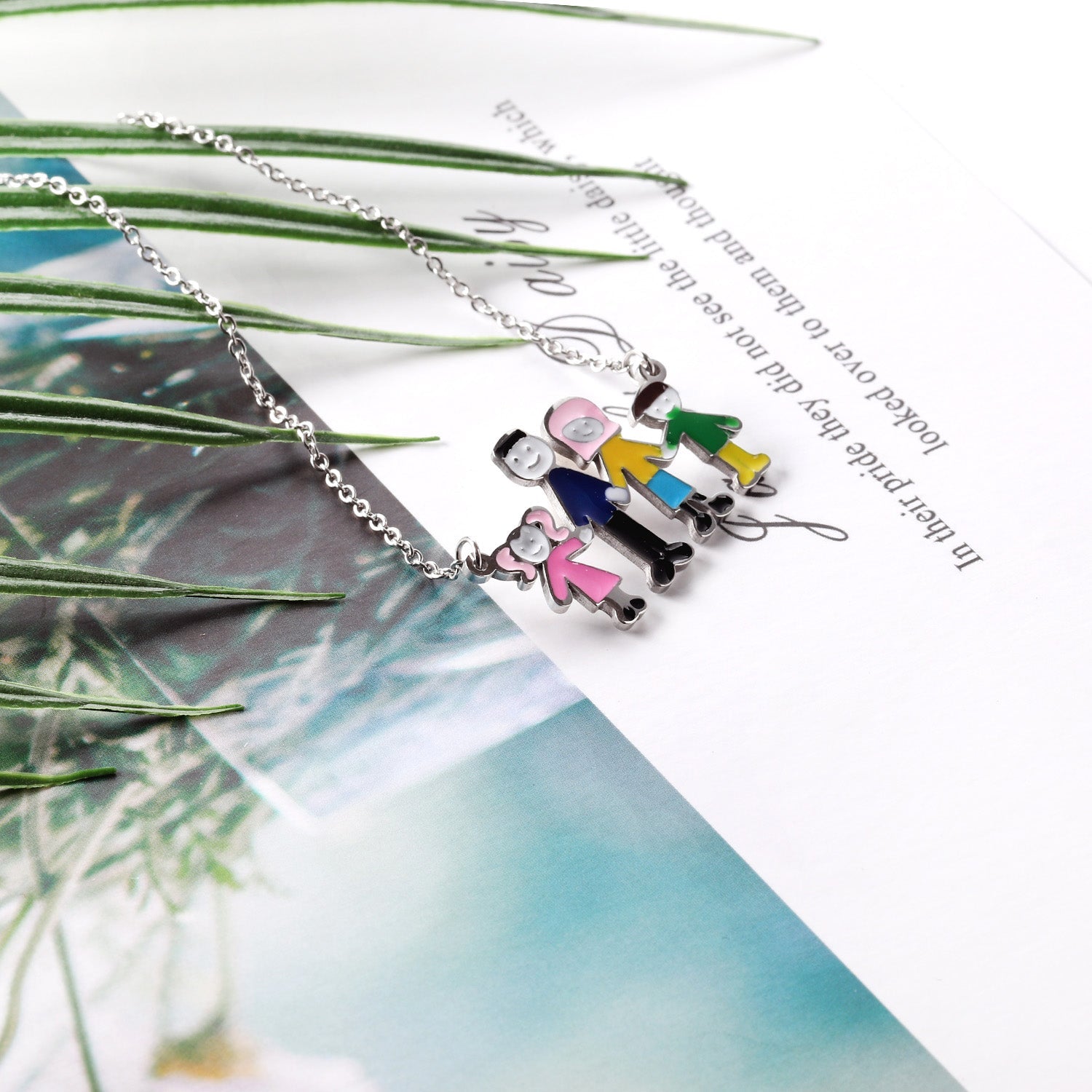 Family of 4 Oil Drop Pendant Necklace asonjewelry