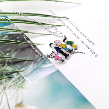 Family of 4 Oil Drop Pendant Necklace asonjewelry