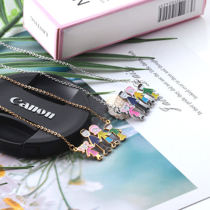 Family of 4 Oil Drop Pendant Necklace asonjewelry