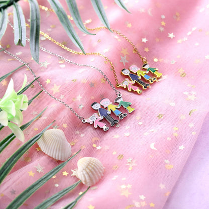 Family of 4 Oil Drop Pendant Necklace asonjewelry