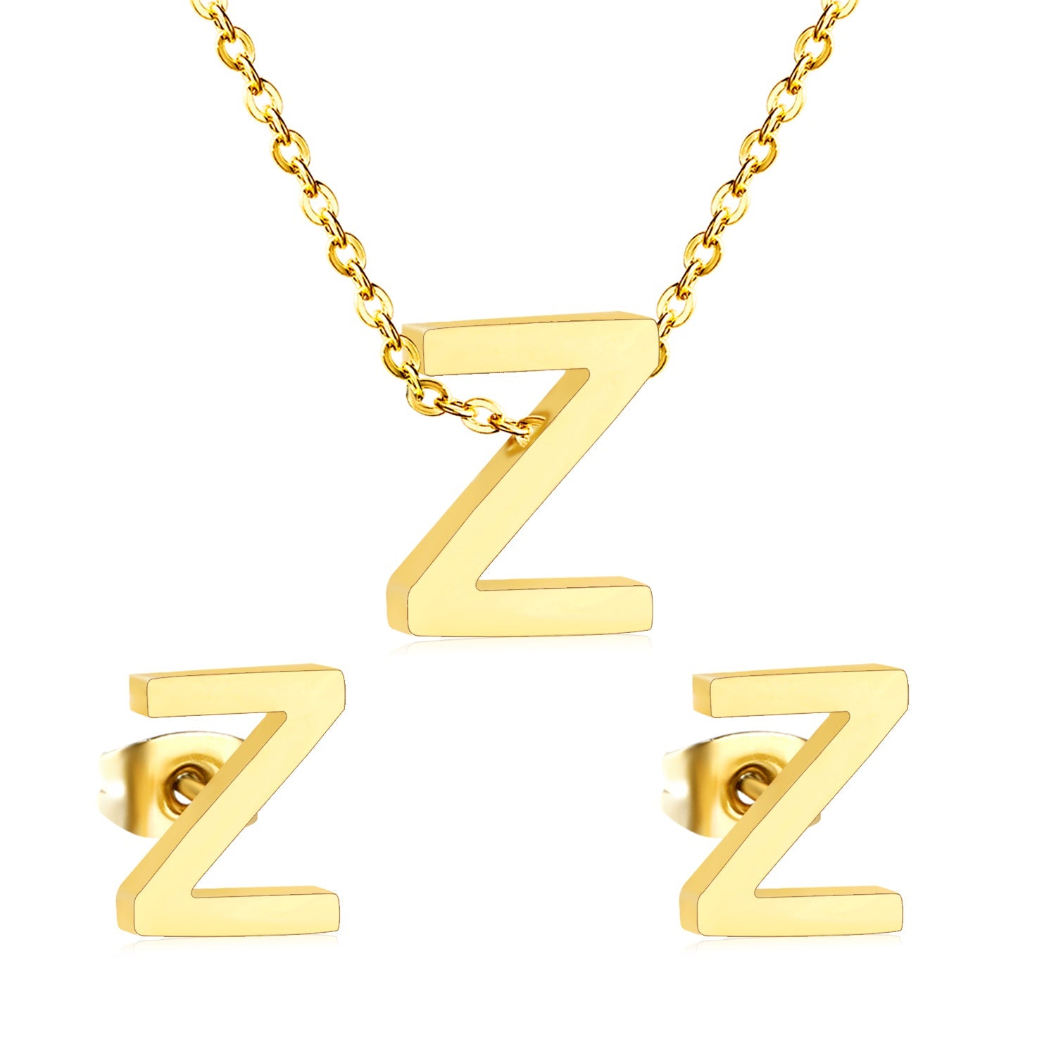 Steel/Gold Cut Letters Set without Diamonds A-Z asonjewelry