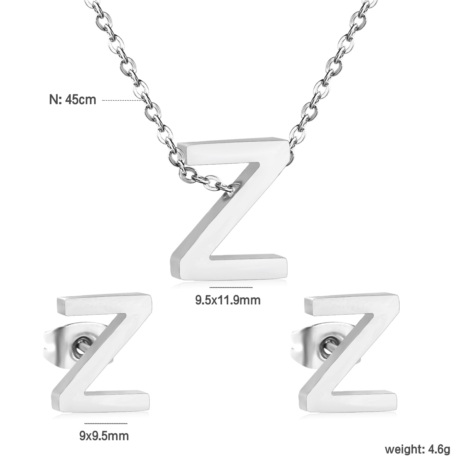 Steel/Gold Cut Letters Set without Diamonds A-Z asonjewelry